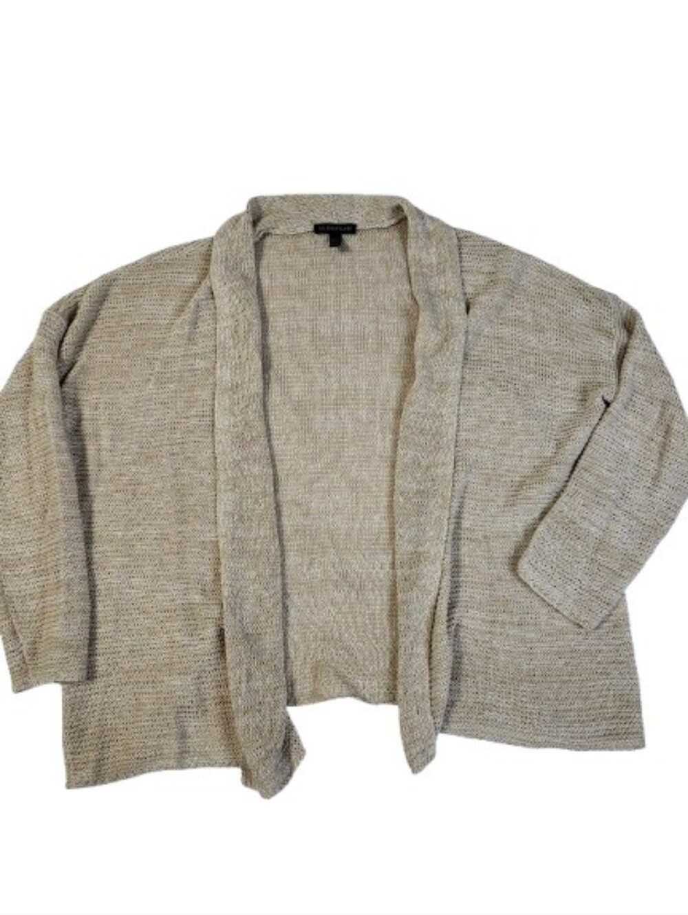 Eileen Fisher Organic Cotton Open Front Knit Cardigan Sweater Oatmeal Size XXS